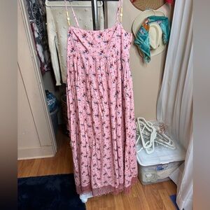 NWT Eddy Floral Tie Back MIDI Dress with Fringe bottom and pockets